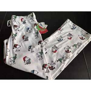 Peanuts Christmas SNOOPY Winter FLEECE Lounge Pajama PJ Pants Women’s Sz S NEW